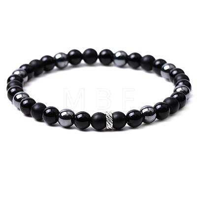 Natural Mixed Gemstone Beaded Stretch Bracelets for Men PW-WGAE28D-01-1