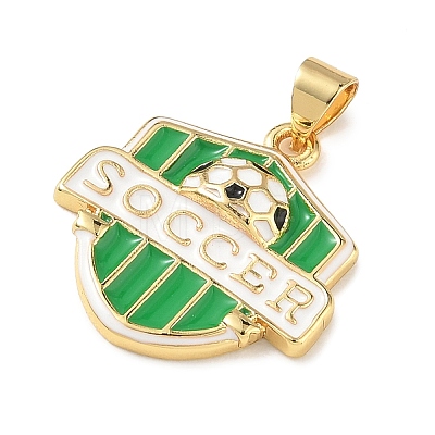 Football Theme Brass Enamel Pendants KK-A303-01F-G-1