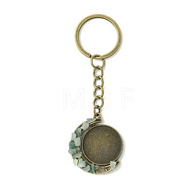 Alloy Pendant with Natural Lapis Lazuli Chip & Howlite Chip & Natural Green Aventurine & Natural Tiger Eye & Natural Rose Quartz Chip Beads Keychains KEYC-JKC01138-01-1