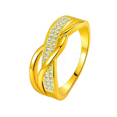 Brass Micro Pave Cubic Zirconia Finger Rings for Women FS-WG5E550-04-1