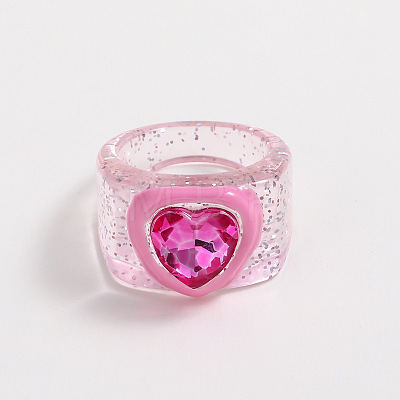 Resin Enamel and Glass Finger Rings FS-WG51DC4-03-1
