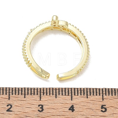 Brass Rhinestone Cuff Open Rings RB-CBADCCE-01G-1
