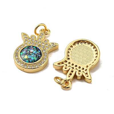 Brass Micro Pave Cubic Zirconia with Synthetic Opal Pendants KK-D096-01B-G-1