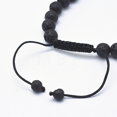 Adjustable Natural Lava Rock Braided Bead Bracelets X-BJEW-F276-G05-1