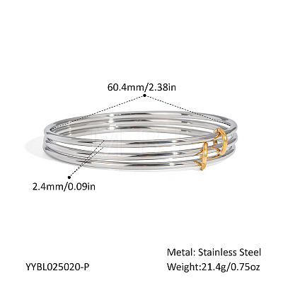 304 Stainless Steel 3-Strand Bangle Sets for Women VJ6341-2-1
