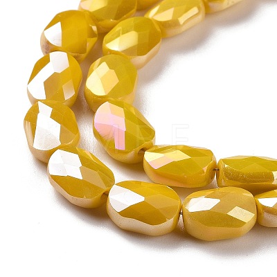 Faceted Electroplated Glass Beads Strands GLAA-G092-C02-1