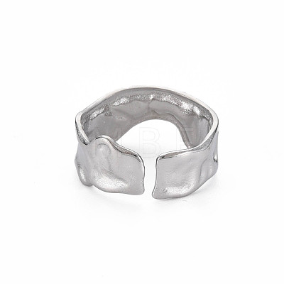 304 Stainless Steel Irregular Cuff Ring RJEW-N038-039P-1
