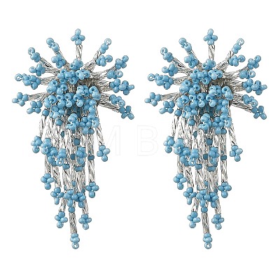 Glass Seed Beads Stud Earrings for Women EJEW-MZ00760-01-1