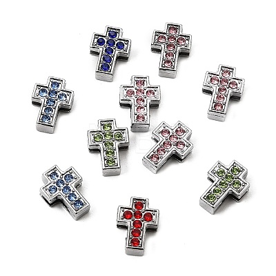 Alloy with Rhinestone Slide Charms RB-NH0002-01P-1