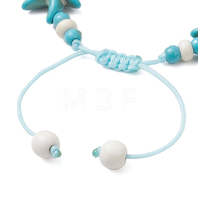 Starfish & Turtle Synthetic Turquoise Beads Braided Bead Bracelets for Women BJEW-JB12130-02-1
