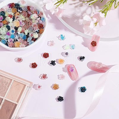 240Pcs 12 Style Camellia Transparent Resin Cabochons MRMJ-OC0003-41-1