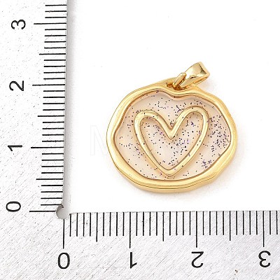 Transparent Epoxy Resin Brass Pendants KK-B163-01G-02-1