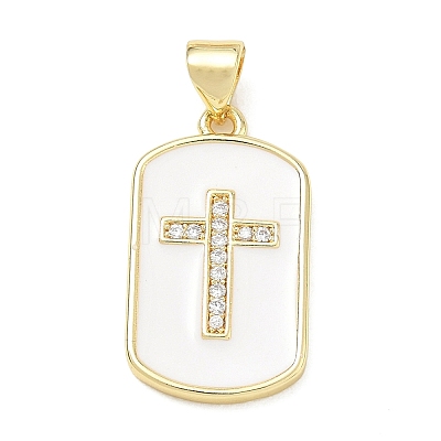 Religion Cross Brass Micro Pave Clear Cubic Zirconia Pendants CU-CBA83A6-03H-G02-1