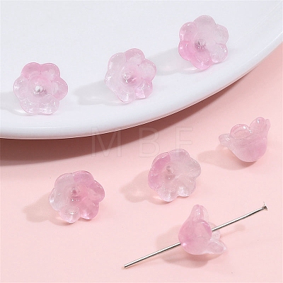 10Pcs Gradient Color Transparent Glass Bead Caps PW-WG464DA-34-1