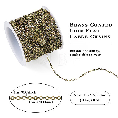 Brass Coated Iron Flat Cable Chains CH-TAC0007-01AB-1