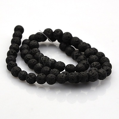 Natural Lava Rock Round Beads Strands G-N0120-18-6mm-1