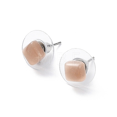 Natural Sunstone Stud Earrings for Women EJEW-K091-01P-06-1