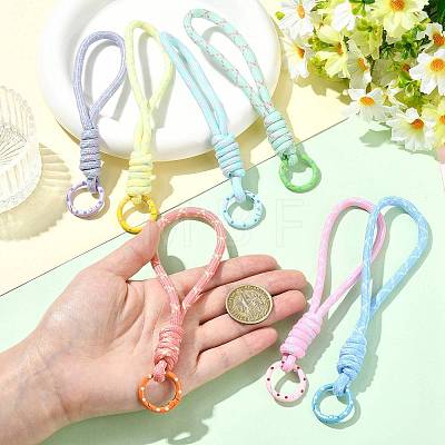 7Pcs 7 Colors Polyester Lanyard Hand Mobile Straps MOBA-FS0001-03-1