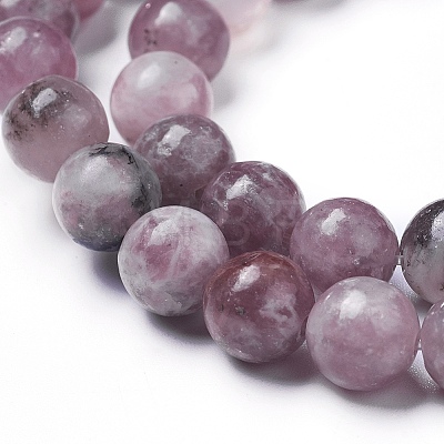 Natural Lepidolite/Purple Mica Beads Strands G-G770-04A-8mm-1