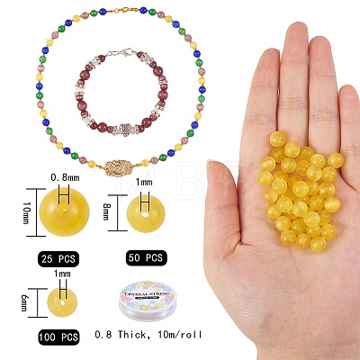 DIY Round Cat Eye Beads Bracelet Making Kit DIY-SZ0006-56C-1