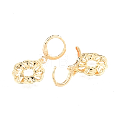 Brass Donut Dangle Leverback Earrings for Women EJEW-N012-73-1