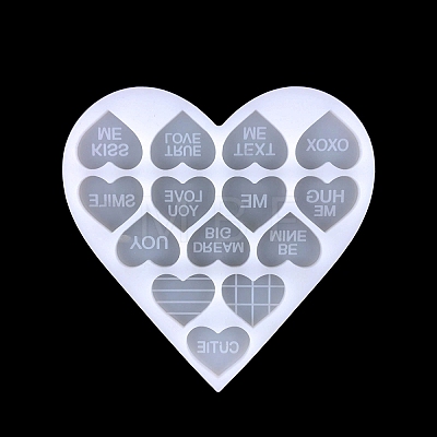 Valentine's Day Heart with Word DIY Silicone Pendant Molds PW-WG59260-01-1