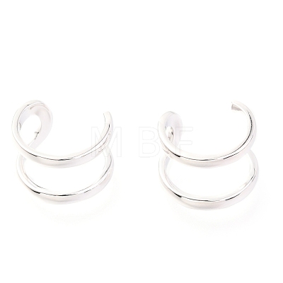 Anti-Tarnish Rhodium Plated 925 Sterling Silver Cuff Earrings EJEW-H124-11P-1