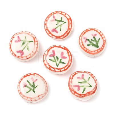 Flower Theme Handmade Porcelain Beads X1-LAMP-D303-06C-01-1