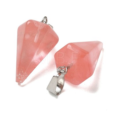 Cherry Quartz Glass Pendants G-B127-13P-06-1