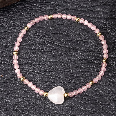 Natural Rose Quartz & Quartz Crystal Beads Stretch Bracelets for Women KL2694-1