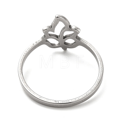 201 Stainless Steel Hollow Out Leaf Finger Ring for Women RJEW-G278-31P-1