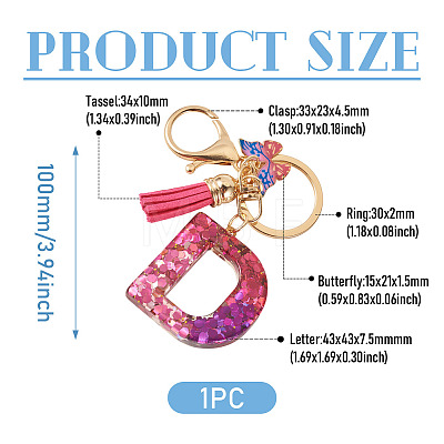 Alloy Resin Butterfly Keychains KEYC-TADJ0002-02G-D-1