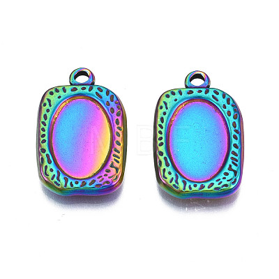 Rack Plating Rainbow Color 304 Stainless Steel Pendant Cabochon Settings STAS-S119-118-1