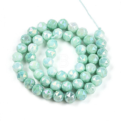 Anti-Tarnish Electroplate Glass Beads Strands GLAA-N010-8mm-03-1