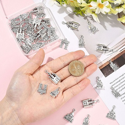 50Pcs 5 Styles Tibetan Style Zinc Alloy Pendants TIBEP-YW0002-36-1