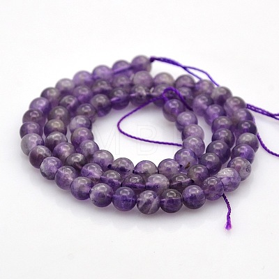 Natural Amethyst Round Beads Strands G-N0120-11A-6mm-1