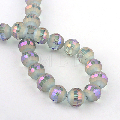 Faceted(96 Facets) Round Electroplate Glass Bead Strands EGLA-S130-10mm-03-1