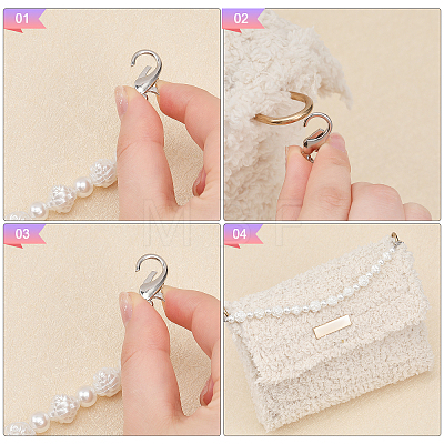Plastic Imitation Pearl Round & Rose Beaded Bag Handles FIND-WH0034-85P-1