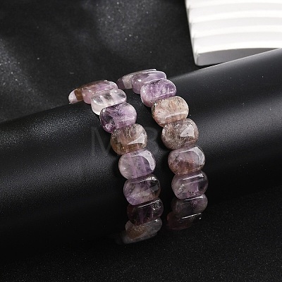 Natural Amethyst Beaded Stretch Bracelets for Women Men BJEW-M049-11C-1