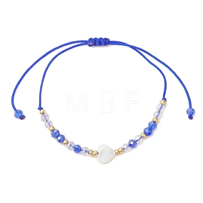 Adjustable Glass &  Natural Trochid Shell Beads Braided Bead Bracelets BJEW-MZ00322-1