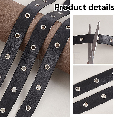 Imitation Leather Ribbon with Platinum Plated Brass Eyelets OCOR-WH0078-136-1