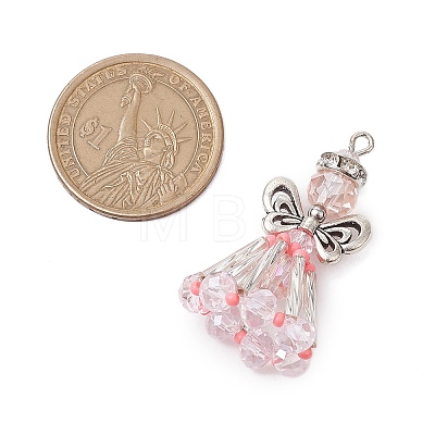 Handmade Glass Seed Beaded Angel Pendants PALLOY-MZ00497-01-1