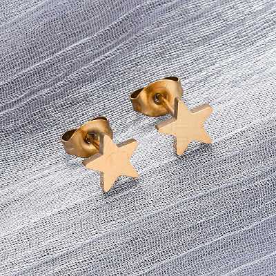 Ion Plating(IP) 304 Stainless Steel Ear Studs X-EJEW-P045-05G-1
