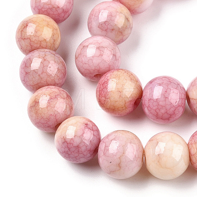 Opaque Crackle Glass Round Beads Strands GLAA-T031-10mm-01O-1