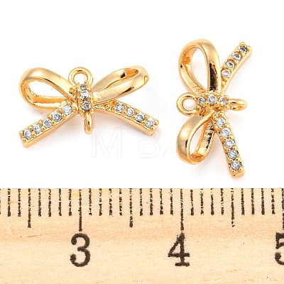 Brass Micro Pave Clear Cubic Zirconia Connector Charms KK-D048-05G-1