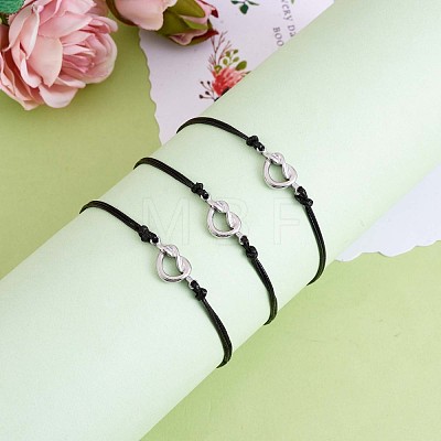 3Pcs 3 Style 430 Stainless Steel Knot Heart Link Bracelets Set JB719A-1