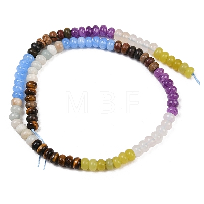 Natural Polychrome Jasper & Flower Amazonite & Tiger Eye & Dyed White Jade & White Jade & Lemon Jade Beads Strands G-Z135-C01-1