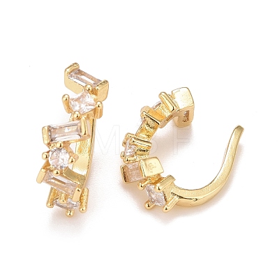 Cubic Zirconia Star Cuff Earrings EJEW-A069-17G-1
