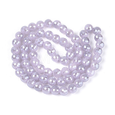 Electroplate Opaque Solid Color Glass Beads Strands GLAA-TAC0009-05B-02-1