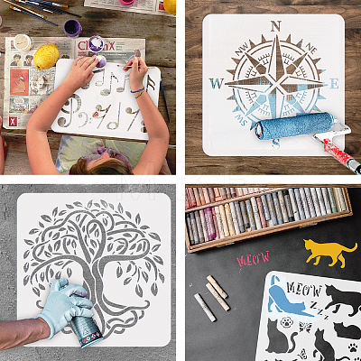 PET Hollow Out Drawing Painting Stencils DIY-WH0391-0199-1